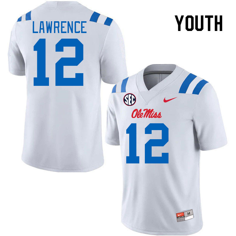 Youth #12 Key Lawrence Ole Miss Rebels 2024 New Uniforms College Football Jerseys Stitched-White